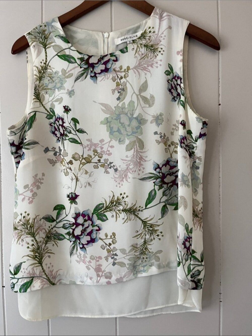 White Floral Layered Sleeveless Top - Picture 2 of 2